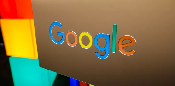 image with the Google logo and Google colors during a press event