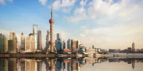 Shanghai skyline and cityscape at dusk