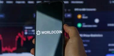 Worldcoin displays on a mobile phone