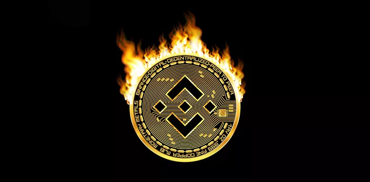 binance symbol on a coin on fire
