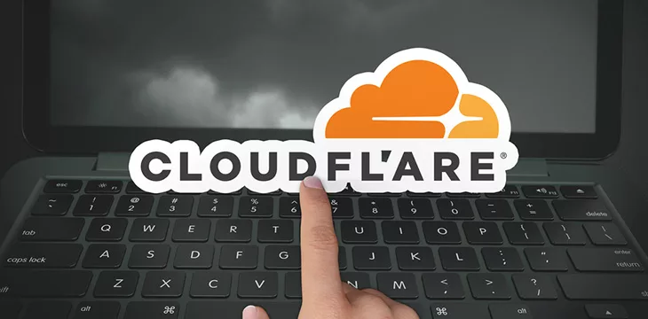 cloudflare logo with laptop background
