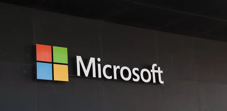 Microsoft logo on a building