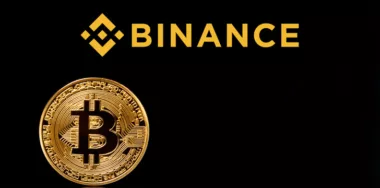 Binance logo with bitcoin on black background