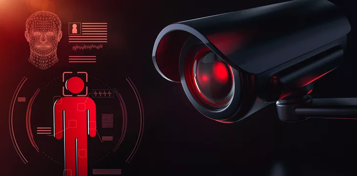 3D rendering of surveillance security system concept