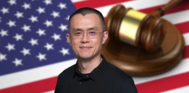 Changpeng Zhao with Us law concept background