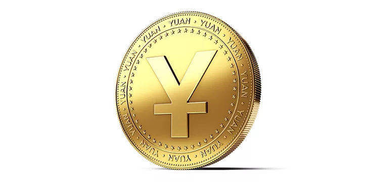 Yuan sign on golden coin