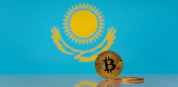 Kazakhstan flag and Bitcoins