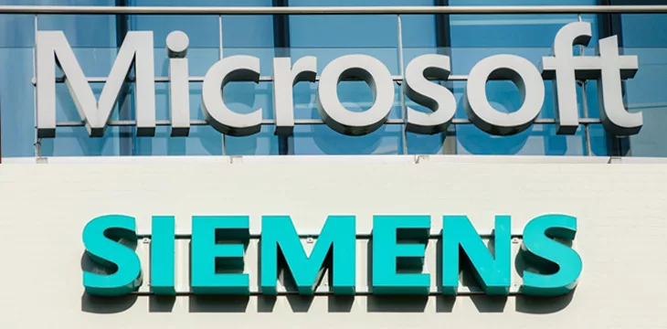 Microsoft and Siemens company logos and signage