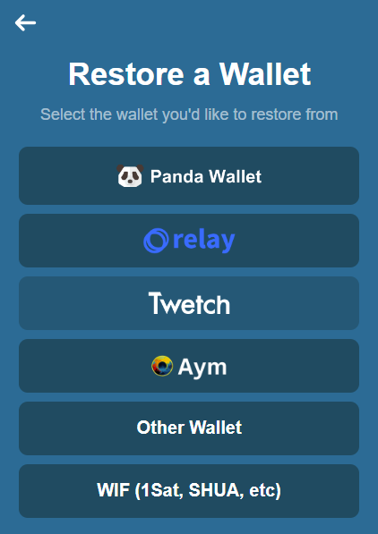 Panda Wallet - Restore a wallet