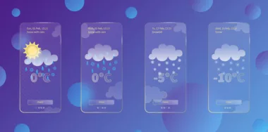 Weather forecast icons on dark blue gradient background