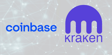 logo of coinbase and kraken on a gray background