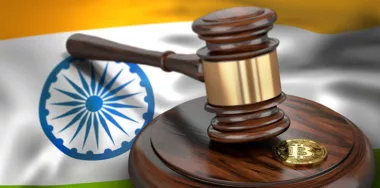 Flag of India with gavel and bitcoin