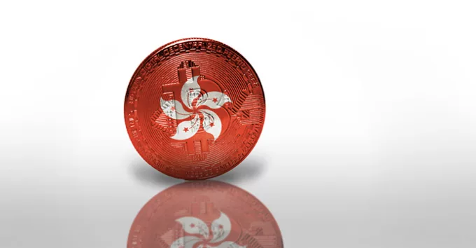 Hong Kong flag on a coin