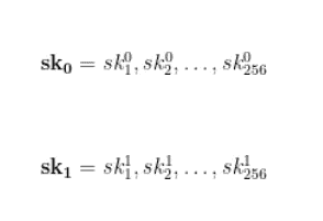 256-bit message, 512 random bitstrings