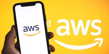 Amazon Web Services logo on the smartphone