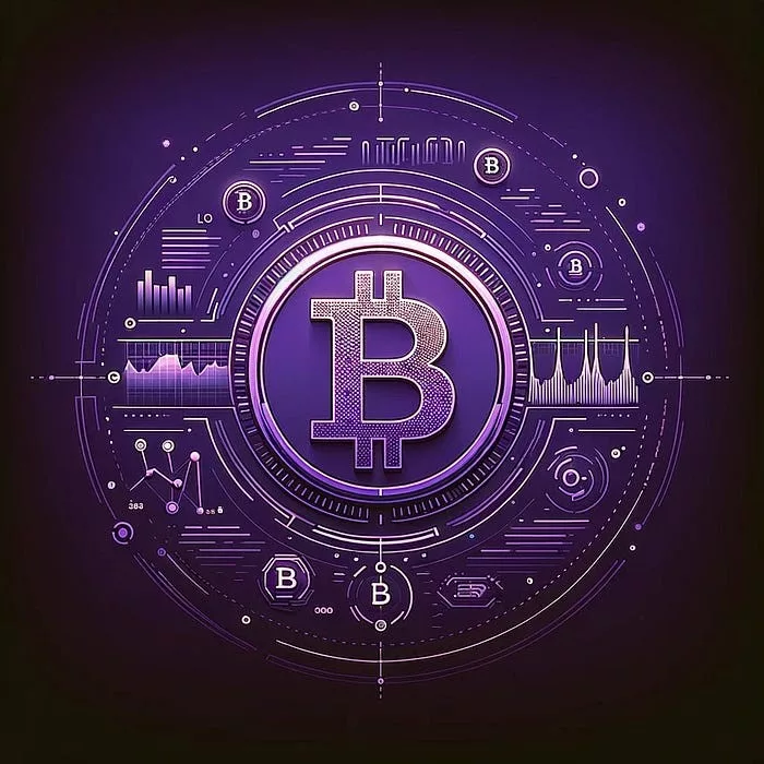 Bitcoin con fondo violeta