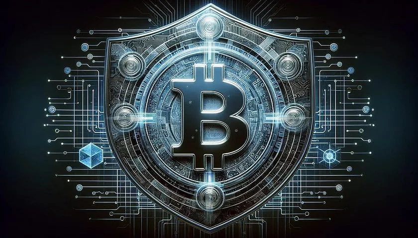 Bitcoin shield digital security concept