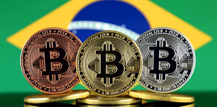 Bitcoins and Brazil flag