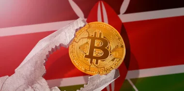 flag of Kenya with gold bitcoin in front