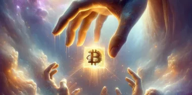hands trying to reach for a gold bitcoin