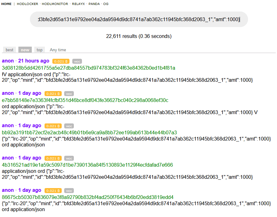 mints on hodlnet screenshot