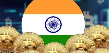 circle indian flag with gold bitcoins