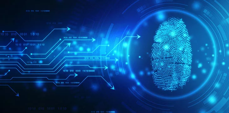 thumb print in a blue technology illustration