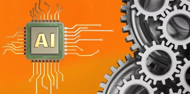 AI with mechanic gears on orange background