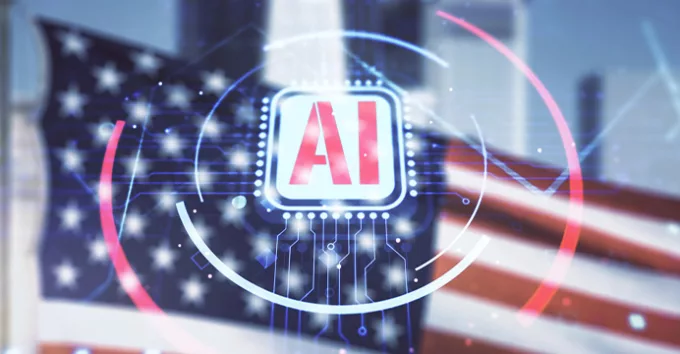 Artificial Intelligence - US flag background