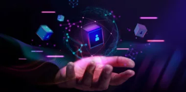 Hand Levitating a Digital and Futuristic Graphic to Connecting People and Global Business