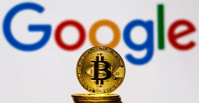 Google logo - BTC coins