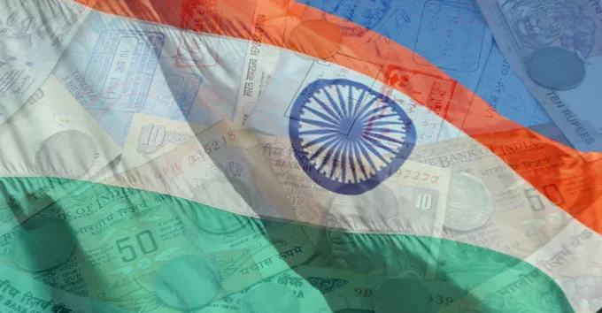 India flag with banknotes