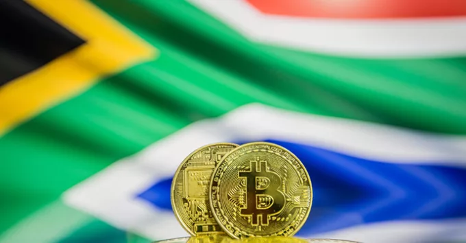 South Africa flag - BTC coins