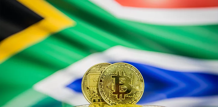 South Africa flag - BTC coins