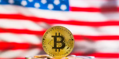 US flag and blockchain image concept