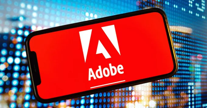 Adobe Inc company logo displayed on mobile phone screen