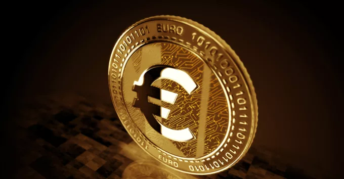 Euro EUR CBDC cryptocurrency gold coin