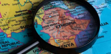 Ethiopia map with magnifying glass