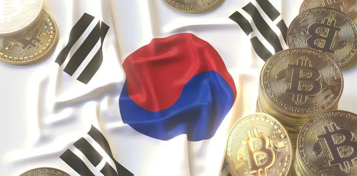 Flag and bitcoin coins or tokens