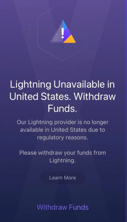 Lightning unavailable screenshot