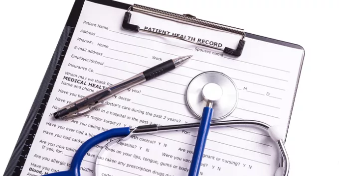 Medical records and Stethoscope