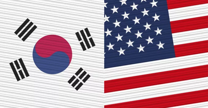 South Korea and US flags