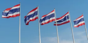 Thailand flags on flag poles