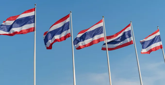 Thailand flags on flag poles