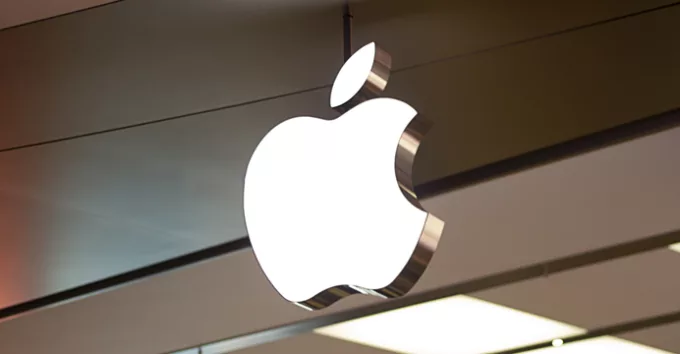 Close up of apple shop sign