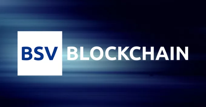 BSV Blockchain logo with blue background