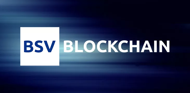 BSV Blockchain logo with blue background