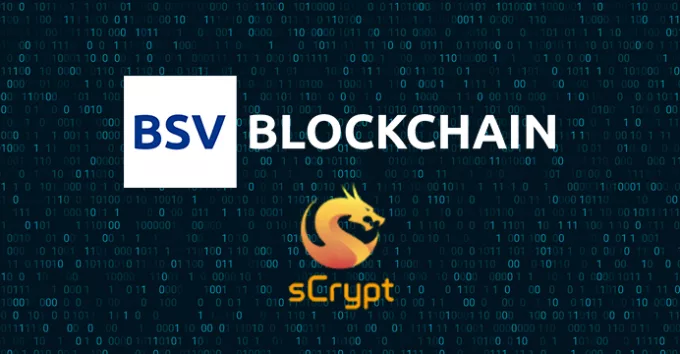 BSV Blockchain and sCrypt with digital background