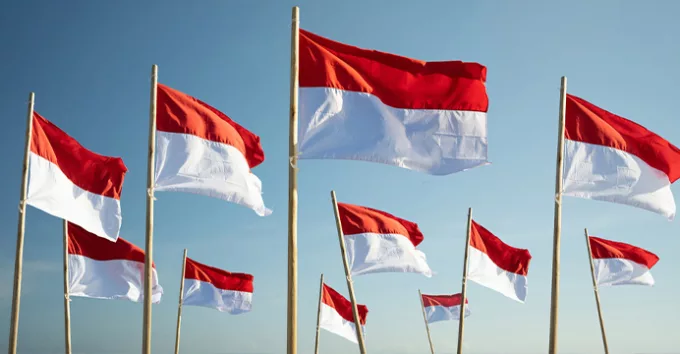 Indonesia flag under blue sky