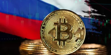Russia flag and digital asset coins